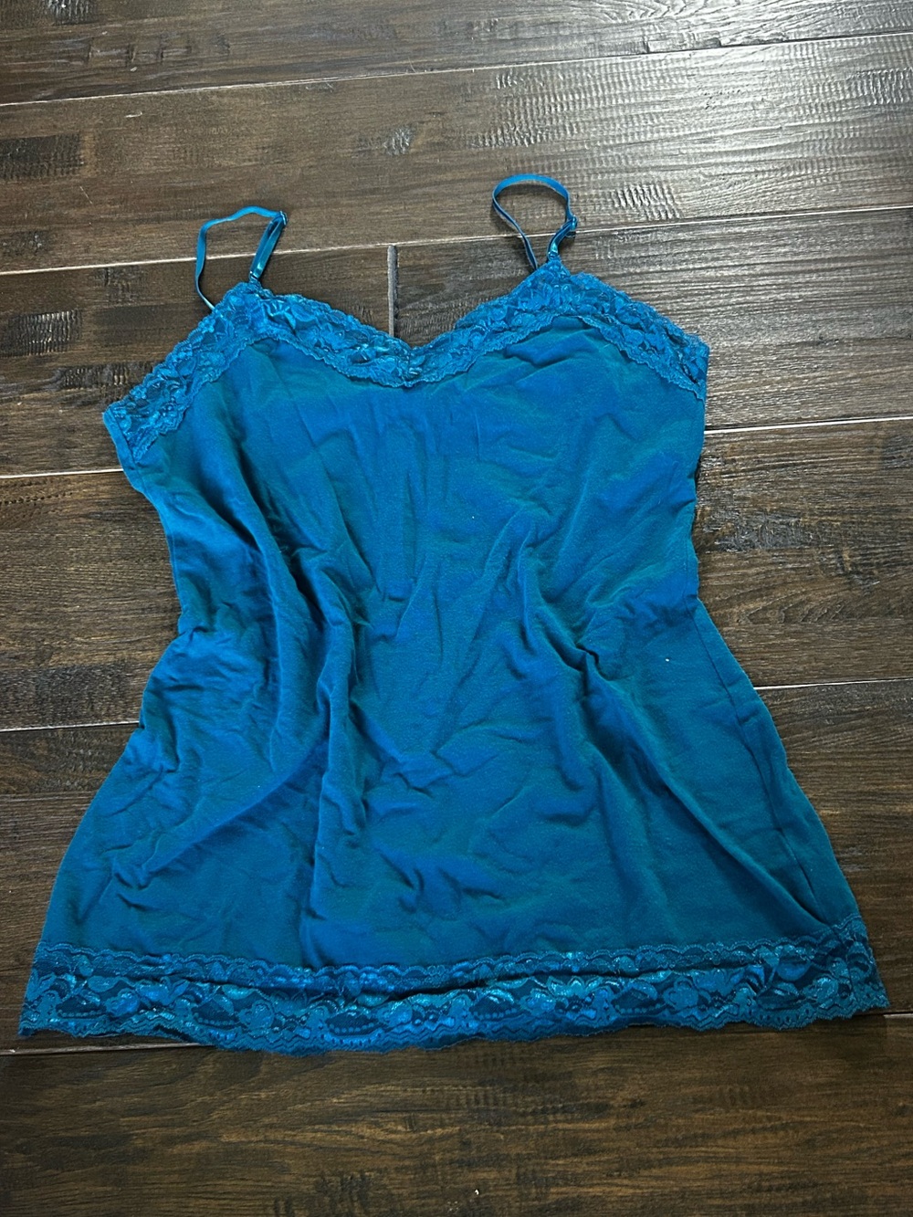 Lace-Trim Teal Camisole Tank Top